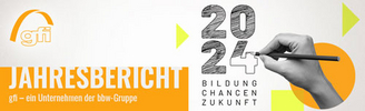 Banner zum Jahresbericht 2024 der bbw-Gruppe in gfi-Farben