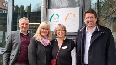 Neujahrsempfang mit Wolfgang Braun (Geschäftsführer der bfz gGmbH), Tatjana Tichy (Leiterin Produktmanagement „Arbeit, Teilhabe & Senioren“ gfi gGmbH), Silvia Becker (Standortleitung bfz und gfi Kempten), Stephan Stracke (CSU, Mitglied des Deutschen Bundestags)