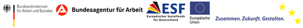Logoleiste: Bundesministerium für Arbeit und Soziales, Bundesagentur für Arbeit und Europäischer Sozialfonds