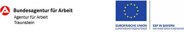 Logo: Bundesagentur für Arbeit Traunstein | Europäischer Sozialfonds Bayern