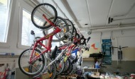 Räder in der Fahrradwerkstatt