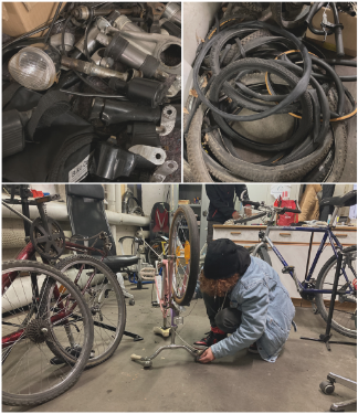 Jugendliche arbeiten in der Fahrradwerkstatt.